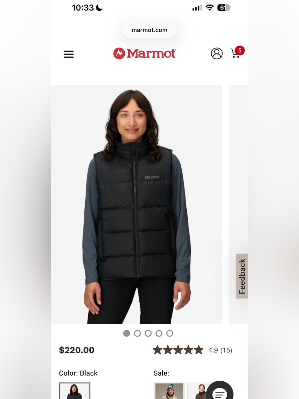 Marmot Down Vest Women’s Small Thick / Vintage